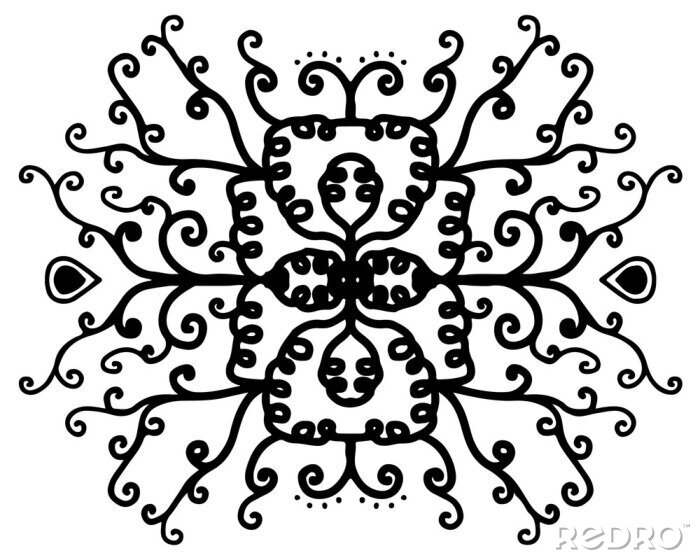 Papier peint  Motif symétrique noir et blanc