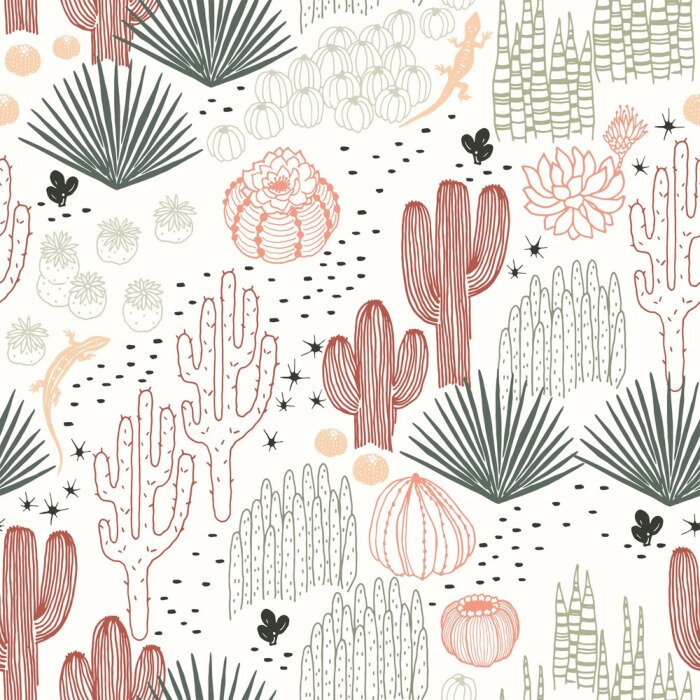 Papier peint  Motif tropical avec des cactus