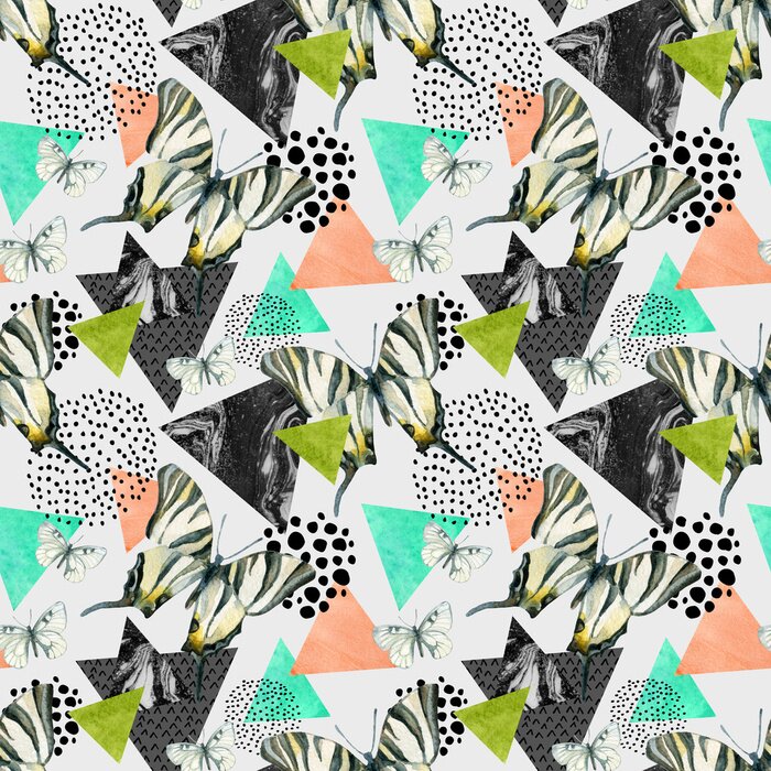 Papier peint  Motif tropical avec papillons