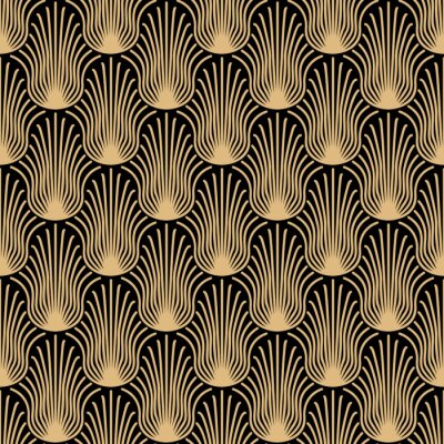 Motif végétal noir de style art déco