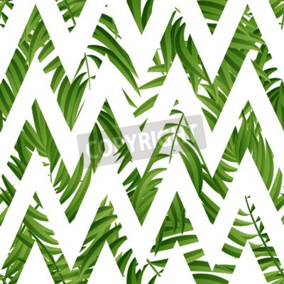 Papier peint  Motif vert et zigzags