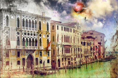 Papier peint  Motif vieilli avec la ville de Venise