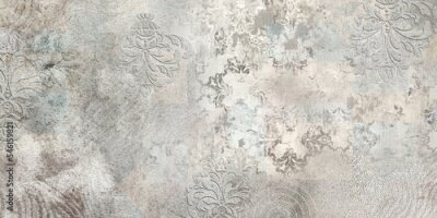 Papier peint  Motif vintage avec ornements sur texture de béton