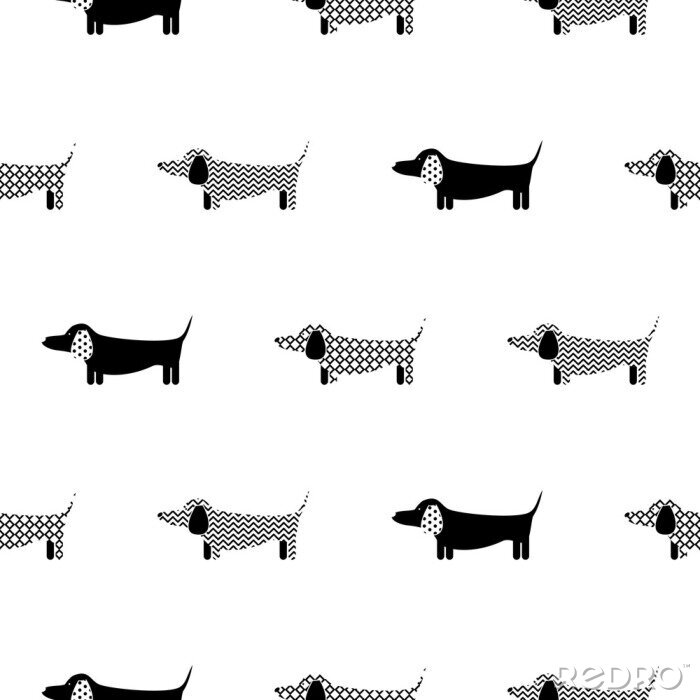 Papier peint  Motifs de chiens noirs et blancs