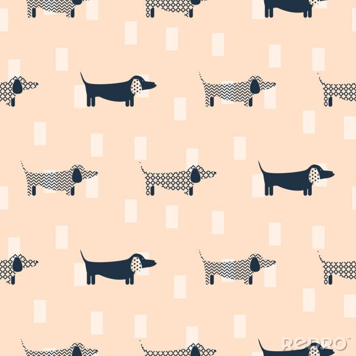 Papier peint  Motifs de chiens sur fond orange