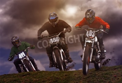 Papier peint  Moto brouillage ou motocross a lieu sur un terrain accidenté et comporte des pentes raides