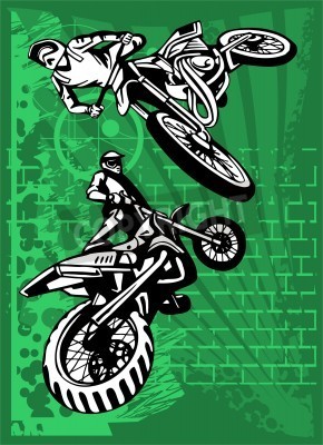 Papier peint  Moto. Illustration.Vinyl Prêt.