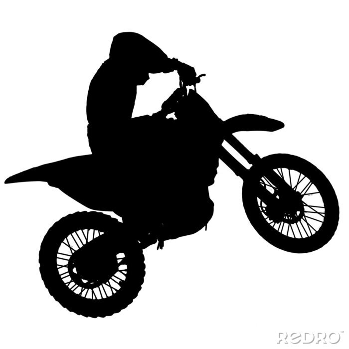 Papier peint  Motocross - silhouette with white background