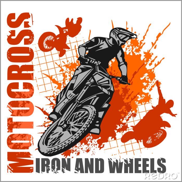 Papier peint  Motocross Sport - affiche de grunge
