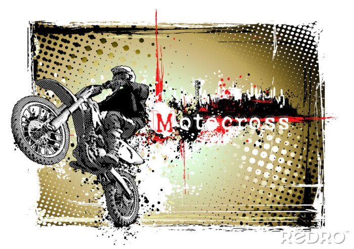 Papier peint  Motocross sur fond de ville