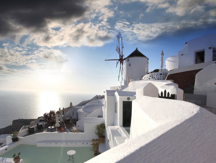 Papier peint  Moulin à vent blanc en Grèce