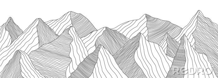 Papier peint  Mountain landscape of wavy lines. Vector background with mountain ranges