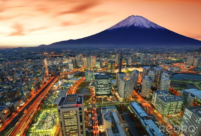 Papier peint  Mt Fuji and Tokyo au crépuscule
