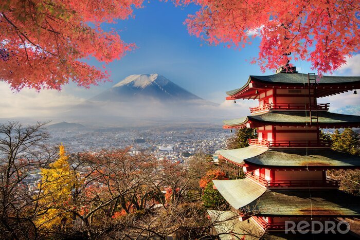 Papier peint  Mt. Fuji avec les couleurs d'automne au Japon.