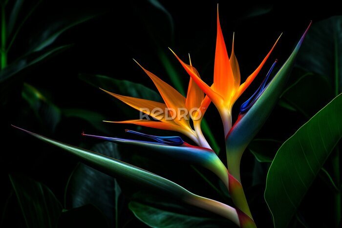 Papier peint  Multi colored strelitzia exotic tropic flower colorful