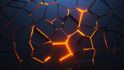 Papier peint  Mur 3D noir fissuré