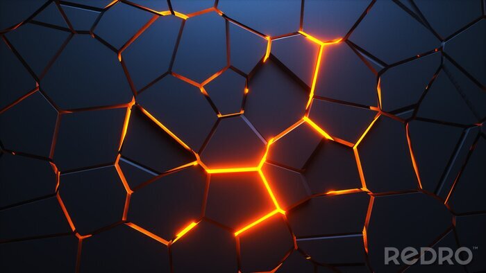 Papier peint  Mur 3D noir fissuré