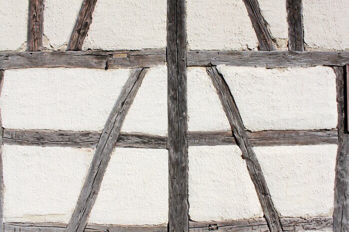 Papier peint  Mur blanc et planches en bois