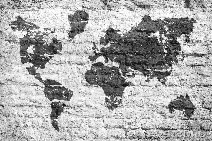 Papier peint  Mur blanc et une carte d'image du monde