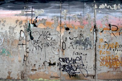 Papier peint  Mur de béton graffiti en couleurs