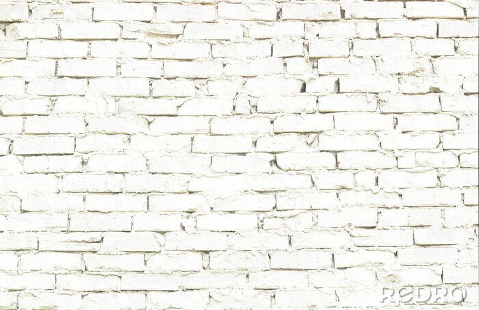 Papier peint  Mur de brique peint en blanc