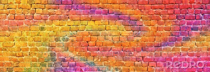 Papier peint  Mur de briques avec des couleurs vives