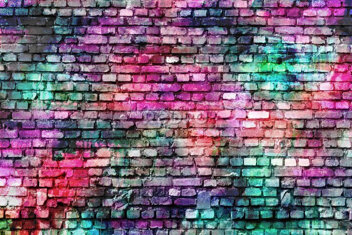 Papier peint  Mur de briques colorées
