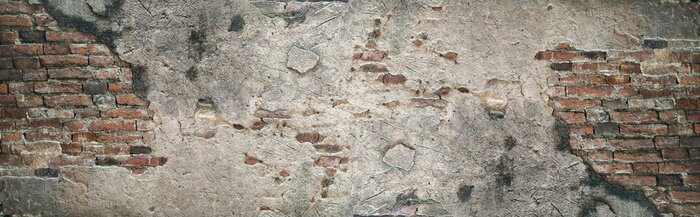 Papier peint  Mur de briques recouvert de béton