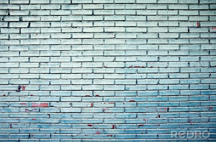 Papier peint  Mur de briques vertes et bleues