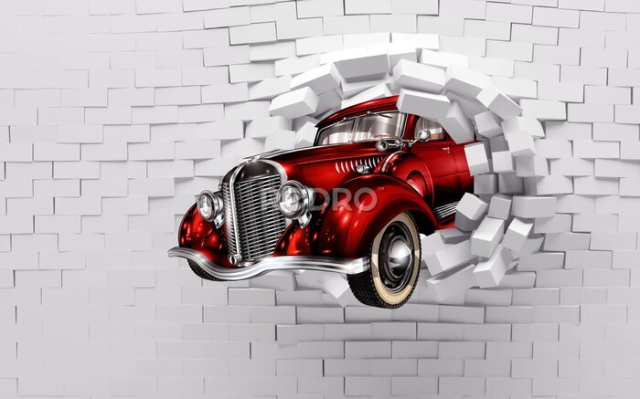 Papier peint  Mur de voiture rouge 3D