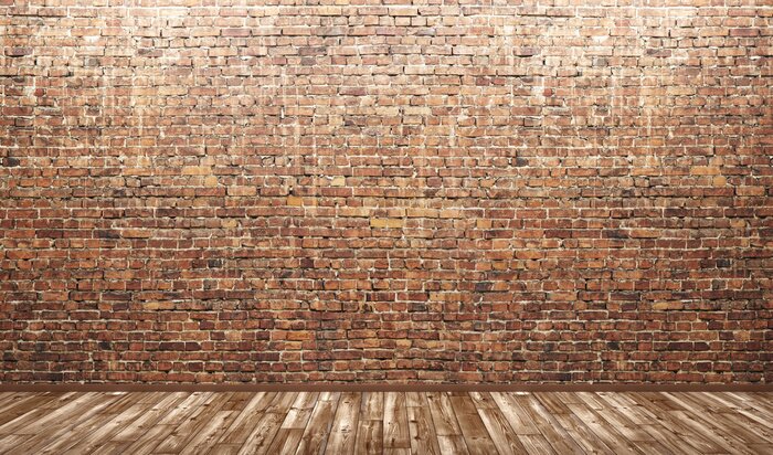Papier peint  Mur en briques et plancher en bois