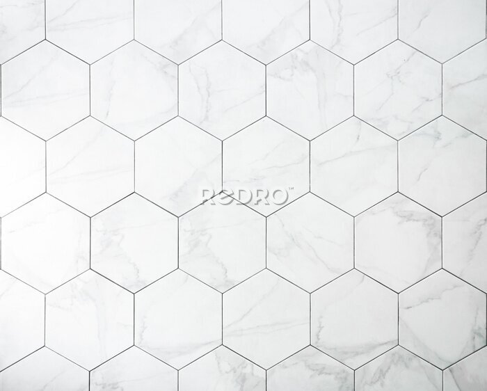 Papier peint  Mur en marbre avec carreaux hexagonaux