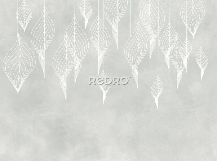 Papier peint  Mural for the walls. Photo wallpapers in the grunge style. Original leaves. Abstract leaves in vintage style.