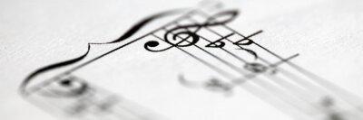 Musical notes printed on paper sheet