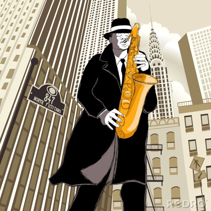 Papier peint  Musicien et saxophoniste new-yorkais