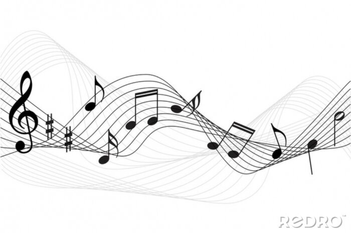 Papier peint  Musique 3D sur une portée