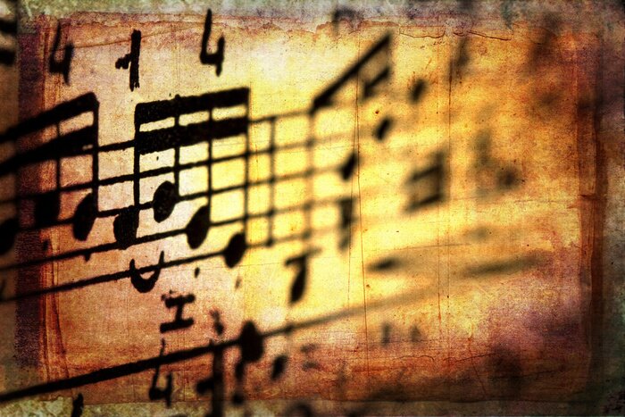 Papier peint  Musique et notes dans un style grunge