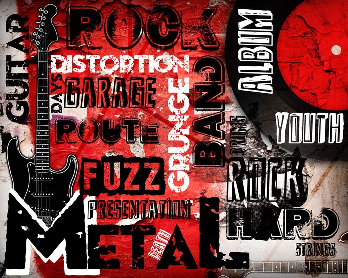 Papier peint  Musique rock sur un collage