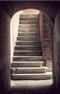 Papier peint  Mysterious ancient empty staircase in sepia