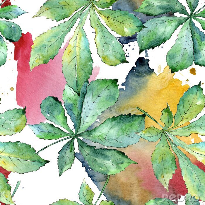 Papier peint  Nature avec des feuilles de châtaignier