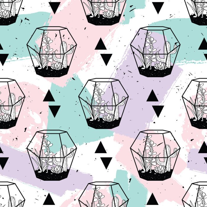 Papier peint  Nature avec des pots géométriques