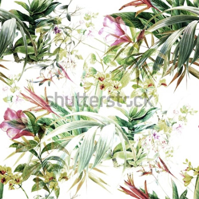 Papier peint  Nature et feuilles à l'aquarelle