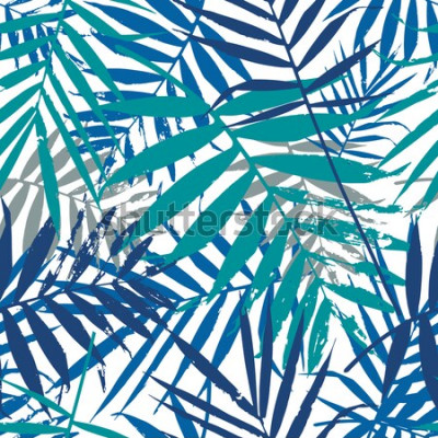 Papier peint  Nature et feuilles de palmier bleues