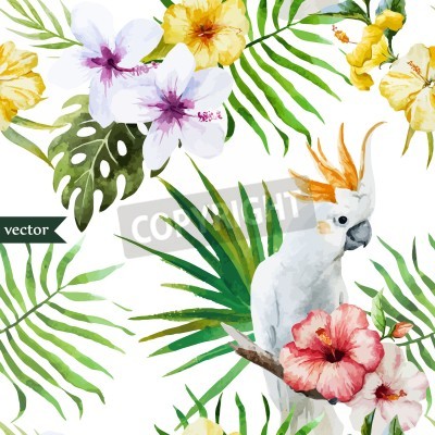 Papier peint  Nature et perroquet tropical