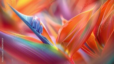 Papier peint  Nature's Brushstrokes: Macro details unveil the intricate patterns on the Strelitzia flower, a masterpiece of botanical artistry.
