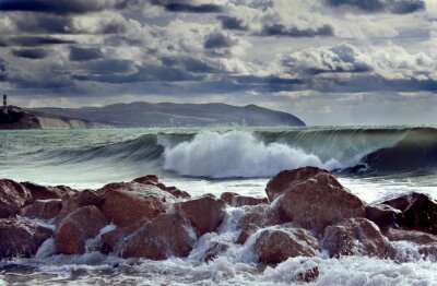 Nature sur la plage pendant une tempête