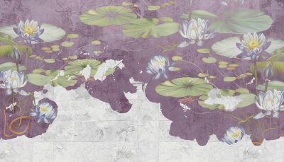 Papier peint  Nénuphars violets