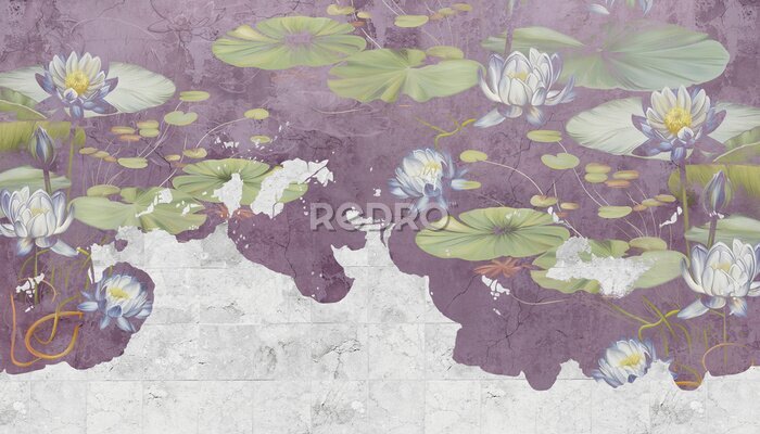 Papier peint  Nénuphars violets