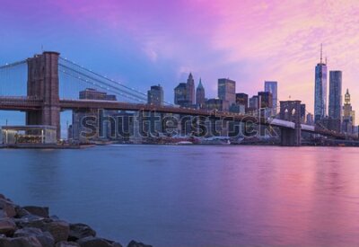 Papier peint  New York City Manhattan panorama at sunset 