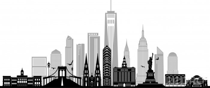Papier peint  NEW YORK City Skyline Silhouette Cityscape Vector